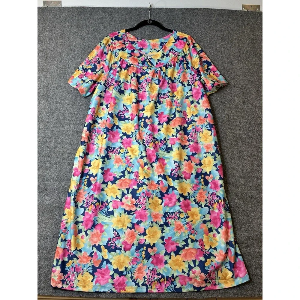 Anthony Richards Muumuu House Dress Large Floral Grannycore Lounge Made USA